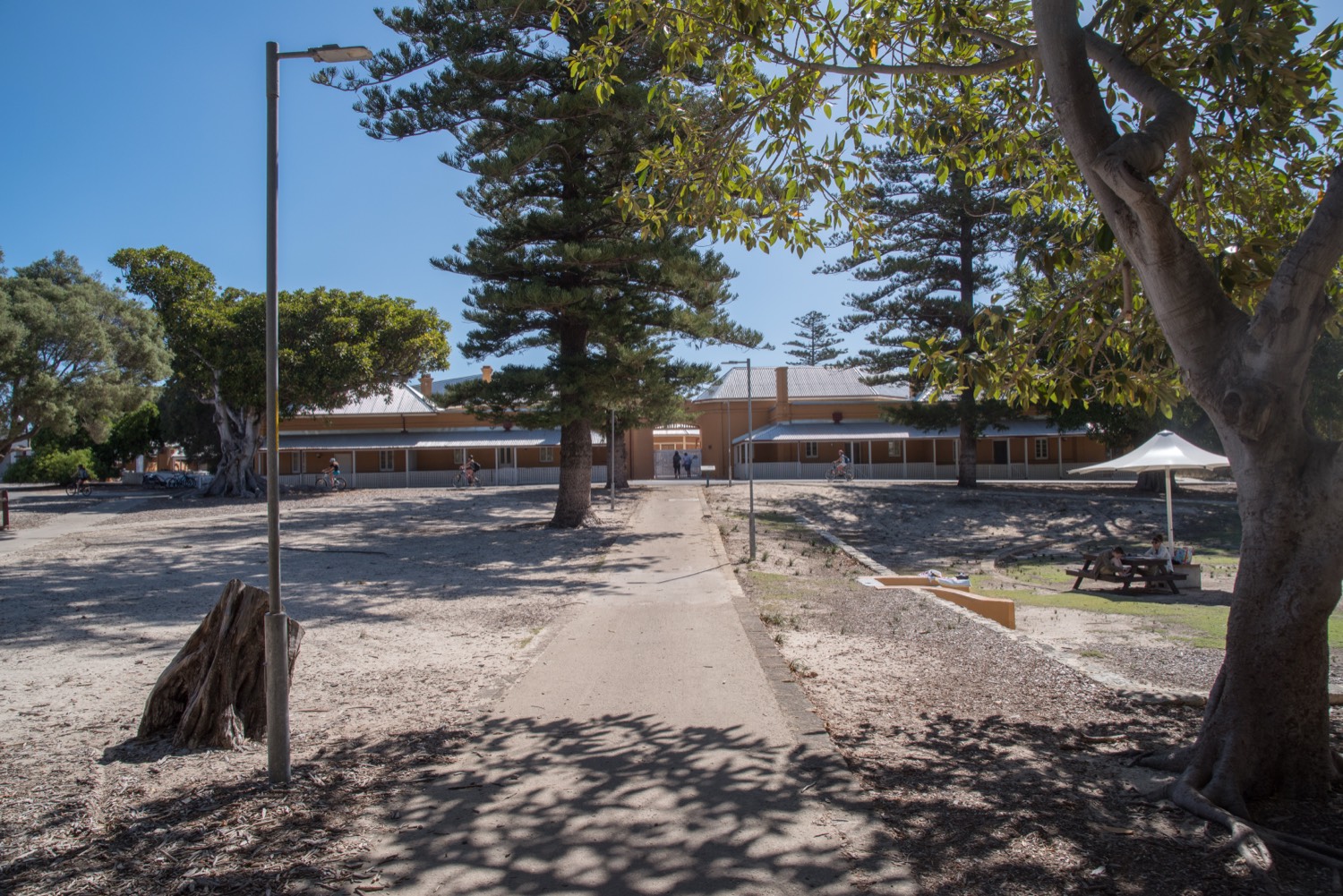 The Quod of Rottnest Island: a one-story octagonal building with an inner courtyard, white walls, and a low roof
