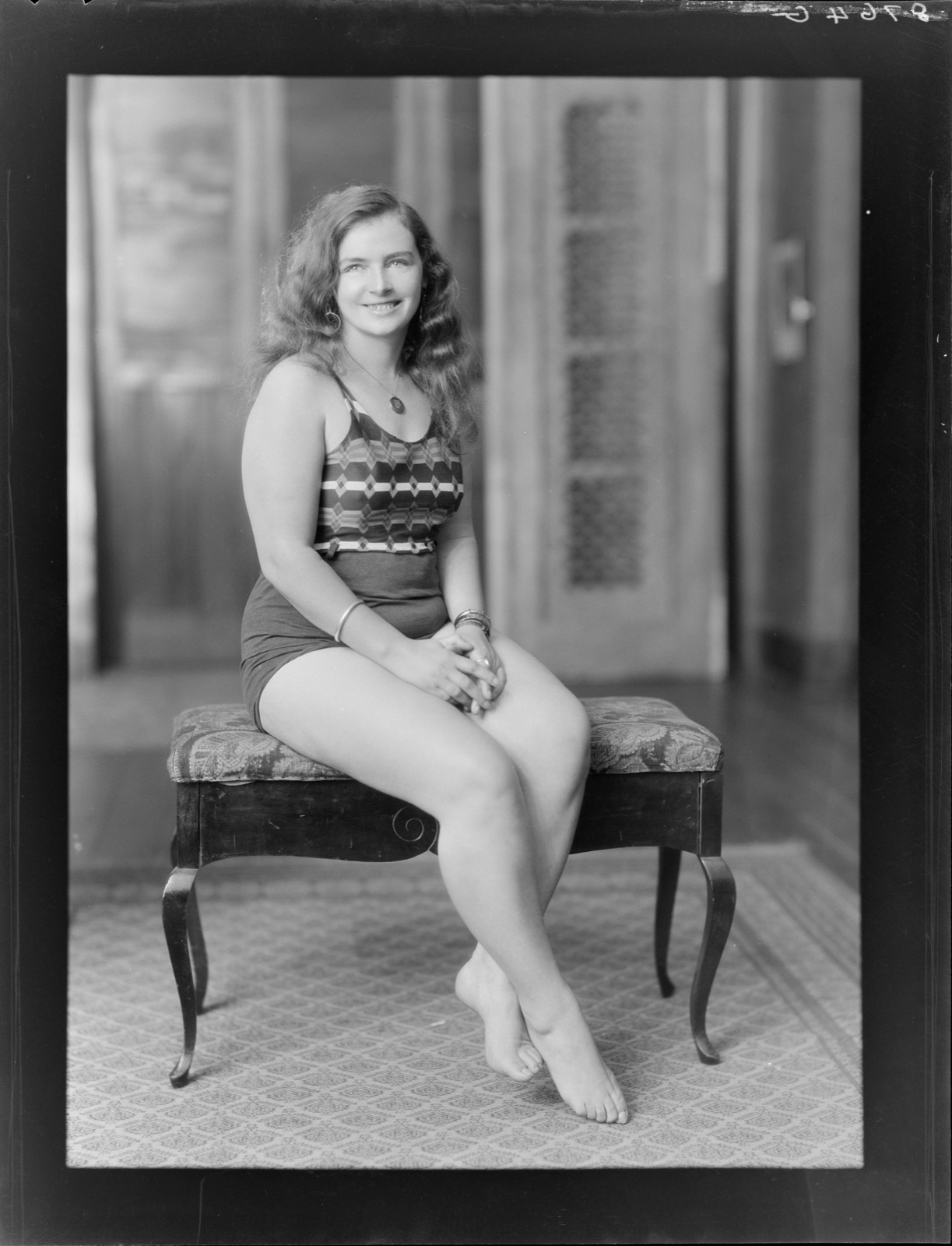 Mercedes Gleitze in New Zealand, December 1930, two years after the first crossing of the Strait.